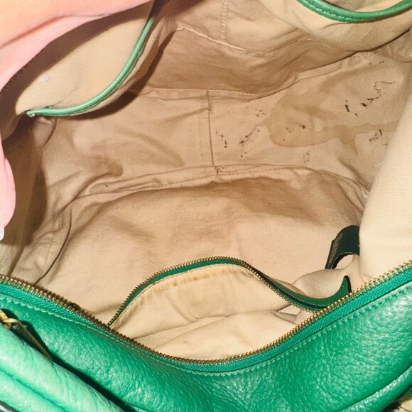 Ralph Lauren Green Pebble Leather Hobo Shoulder Bag Luxury Money Sustainable - Picture 13 of 16